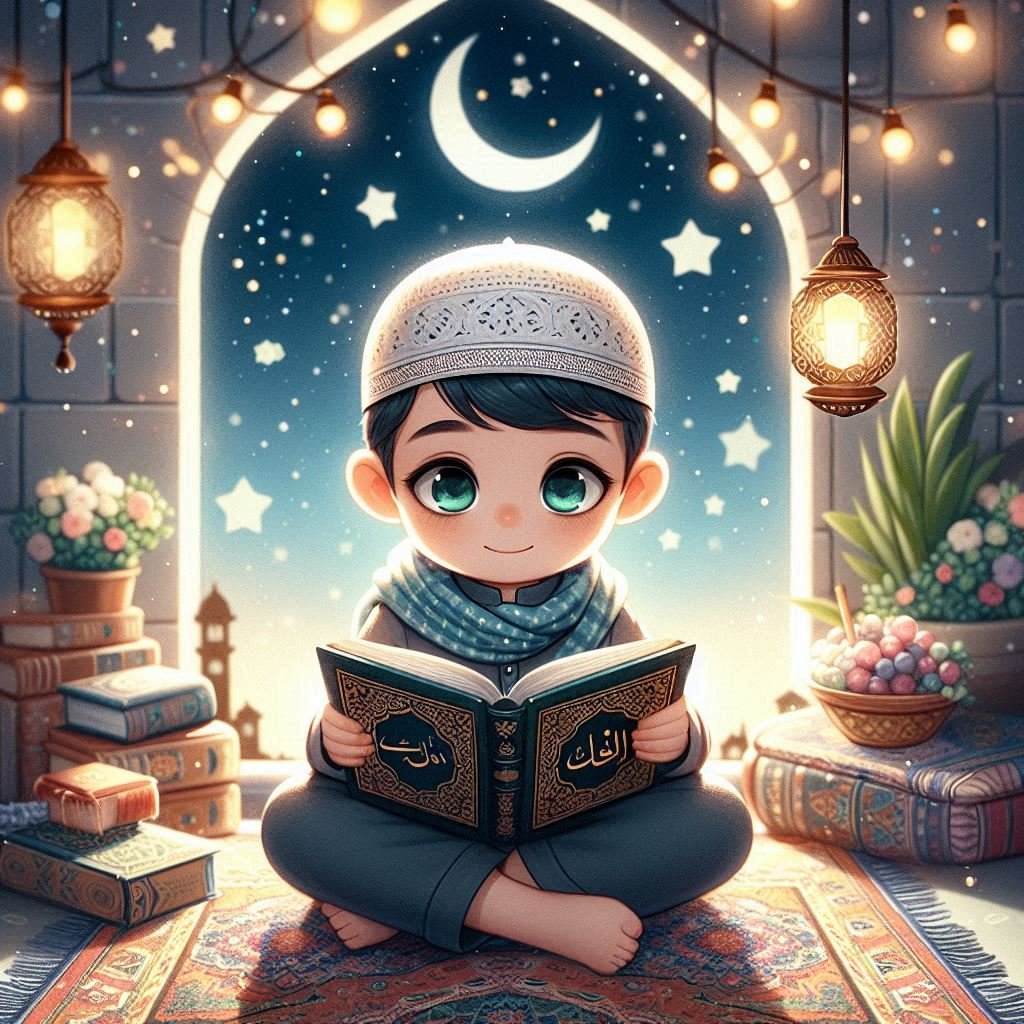 muslim kid reading Quran